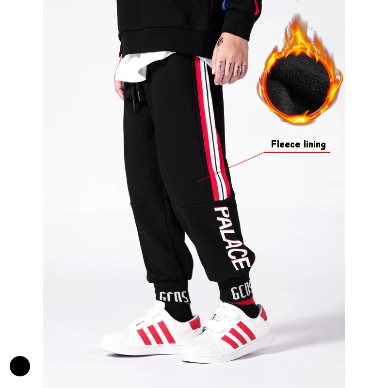 

Boys Warm Pants Winter 2018 New Fashion Striped Letter Print HipHop Teenage boys Clothing 10 12 14 years