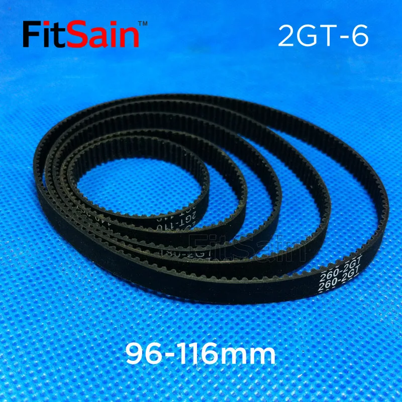 

FitSain--2GT Bandwidth 6mm Timing Belt GT2 Conveyor Belt 96mm-116mm Drive Belt Ring with Rubber Belt