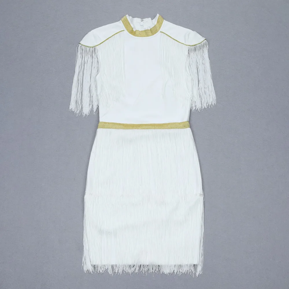 Новейшее сексуальное Белое Облегающее Платье с кисточками Элегантные Дизайнерские вечерние платья знаменитостей