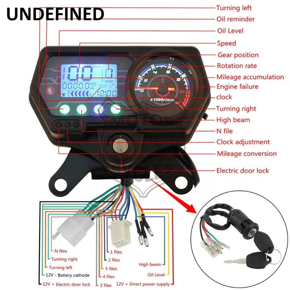 Мотоцикл спидометр одометр 12 в цифровой подсветка приборной панели Тахометр индикатор метр для Honda CG125 мото неопределенные