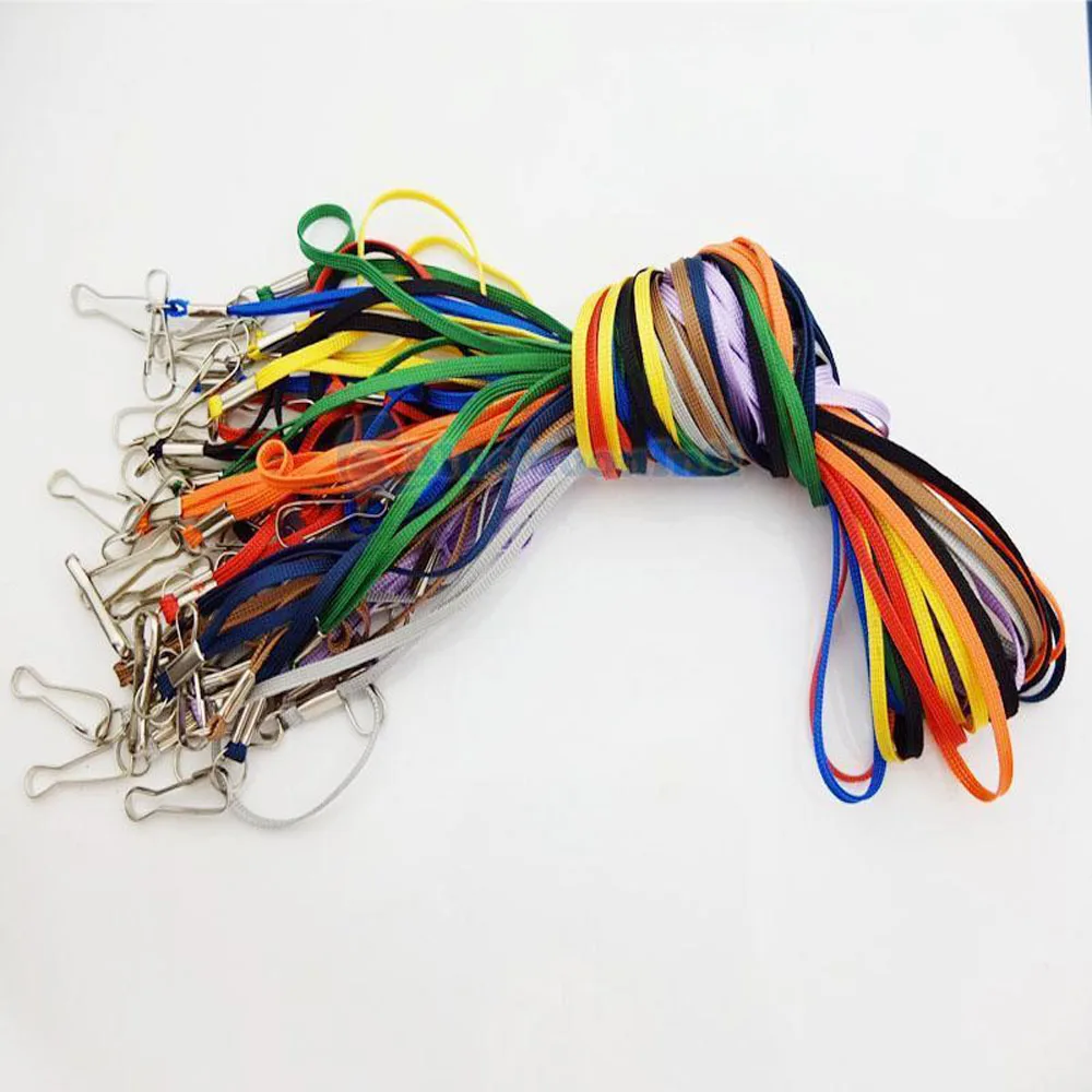 

50 Pcs/ Lot Neck Strap Lanyard With Snap Spring Hook Use For ID Card Badge Holder 8 Color