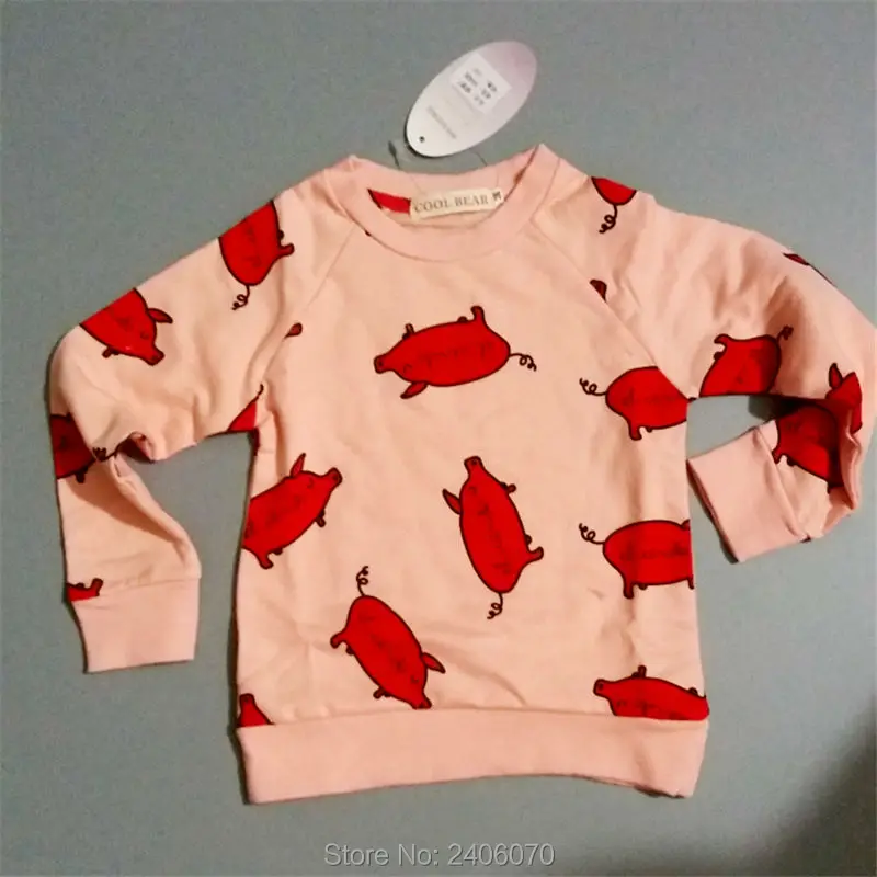 mini rodini autumn sweatshirt tops for girls children clothes pink pig pattern t shirt kids boys kikikids bebes bobo choses022