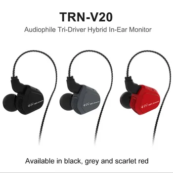 

TRN V20 EarHIFI Eight-Unit Ring Iron Earphones Phone Subwoofer Wired Without Mic Strong Bass Remote Control Earphone 19Feb25