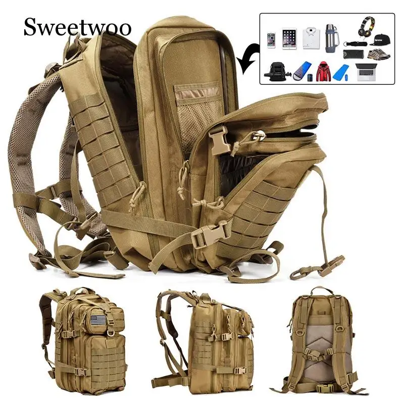 

50L Capacity Men Army Military Tactical Large Backpack Waterproof Outdoor Sport Hiking Camping Hunting 3D Rucksack Bags For Men