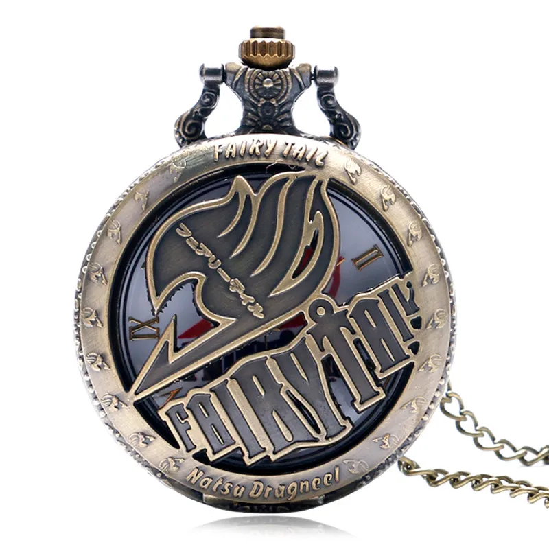 Лидер продаж прохладный Ретро Fairy Tail Кварцевые Брелок кварцевые карманные часы