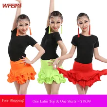 Костюмы для латиноамериканских танцев топ и Юбки для женщин для От 4 до 16 лет детей младшего Костюмы для бальных танцев платье девочки; дети Samba/Salsa/Танго Костюм Saias sociais YZY