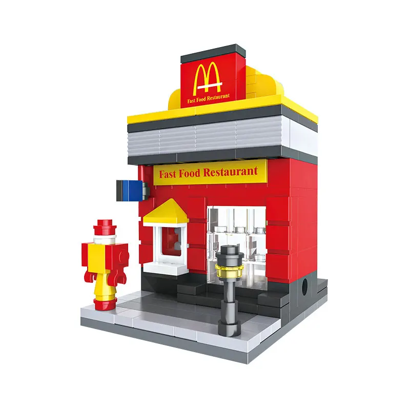 

HSH6404 Legoing City Street View Series Western Beverage Fast Food Restaurant Building Blocks Toys Model Compatible With Legoing