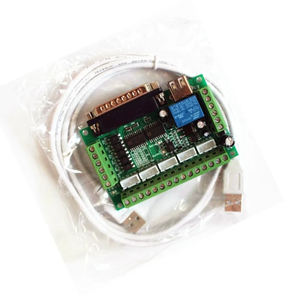 

MACH3 Interface Board CNC 5 Axis With Optocoupler Adapter Stepper Motor Driver + USB cable