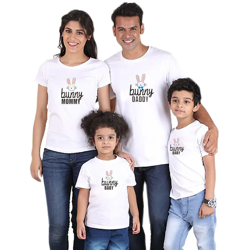 

Dropshopping Matching Outfits Family Looks Father Mother Daughter Son Mommy And Me T shirt Sun Girls Boys Clothes Bunny Printed