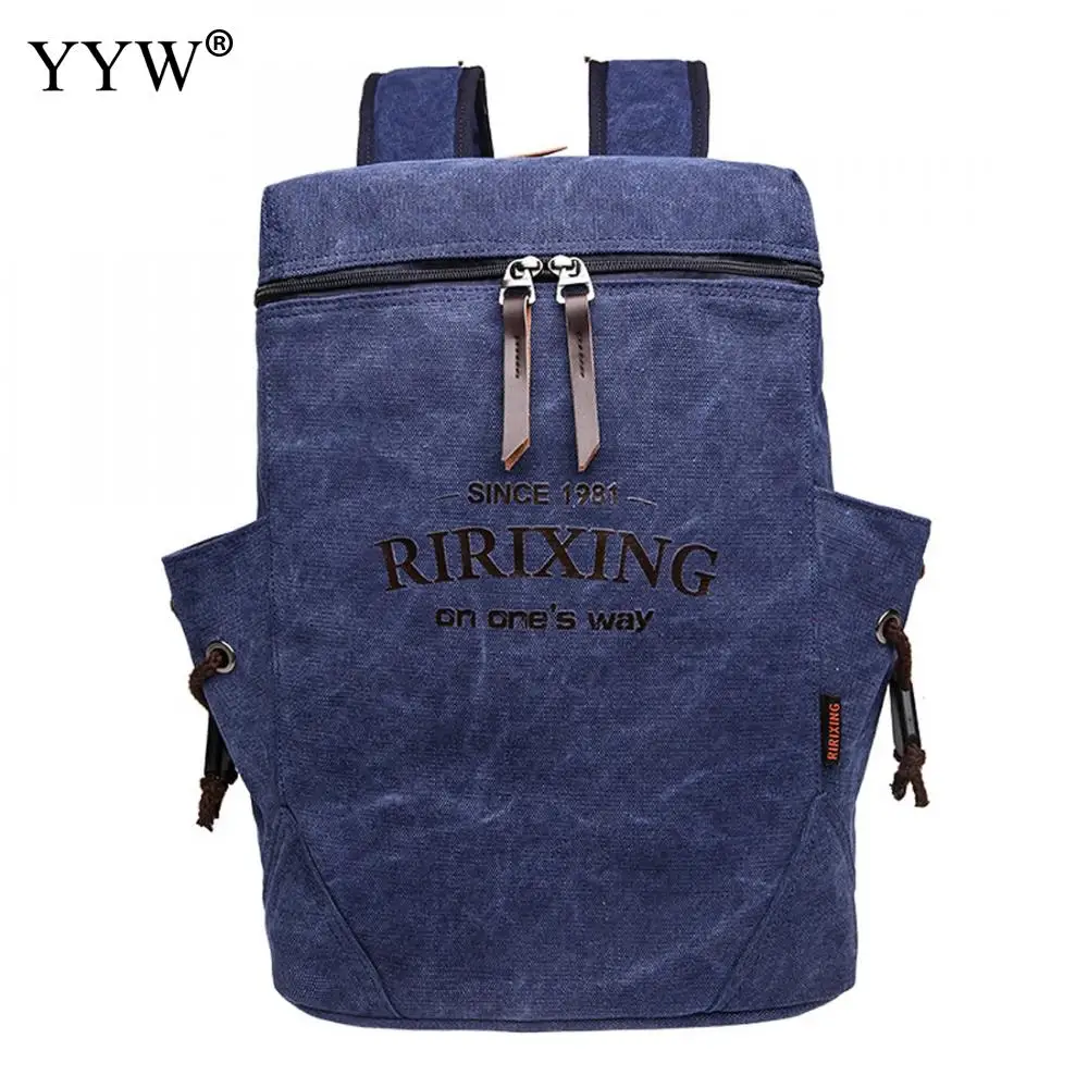 

Blue Unisex Backpack with USB Interface Canvas Men's Backpack Zipper Khaki Backpack Female Softback School Bag Black Travel Bag