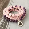 Hottest Woman Mala Necklace & bracelets For Women Rose Quartzs Amethysts Yoga Bracelet Mala Lotus 108 Beads Pink Bracelet ► Photo 1/6