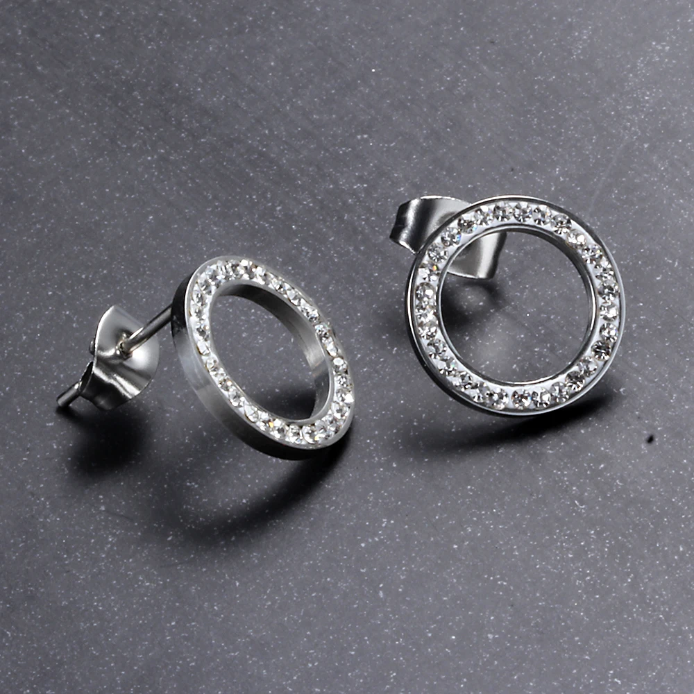 Round Crystal Stud Earrings - Image 5