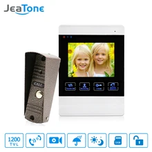 Cheap JeaTone 4 inch 4 Wired Door Phone Video Intercom Doorbell Home Security Camera System Waterproof Motion Detection On Door Panel Cheap JeaTone 4 inch 4 Wired Door Phone Video Intercom Doorbell Home Security Camera System Waterproof Motion Detection On Door Panel