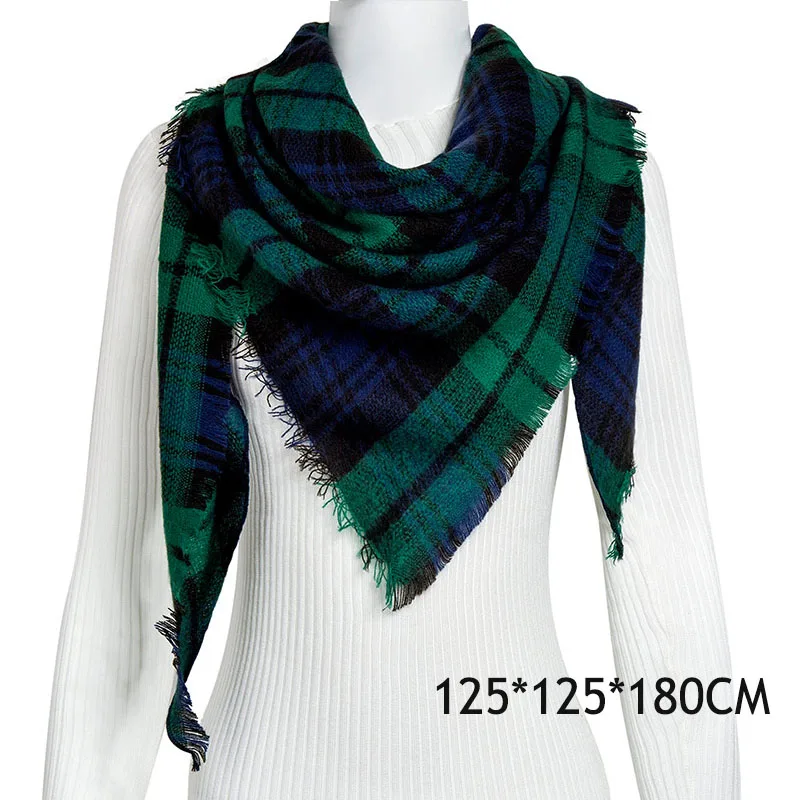 WISHCLUB, клетчатый зимний шарф, женские брендовые теплые шарфы, женская мода, треугольная зимняя шаль, одеяло, шарф, женский, Прямая поставка, подарок - Цвет: C7