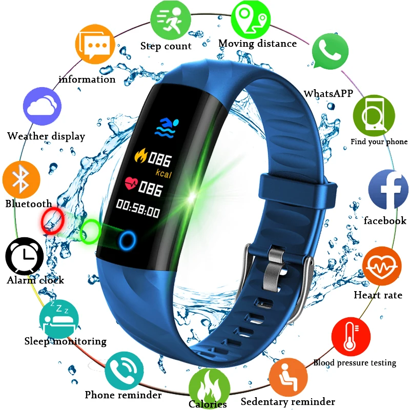 

2018 Smart Bracelet Watch Pedometer Heart Rate Monitor Blood Oxygen Fitness Tracker Smart Wristband Sport Watch Swim Waterproof