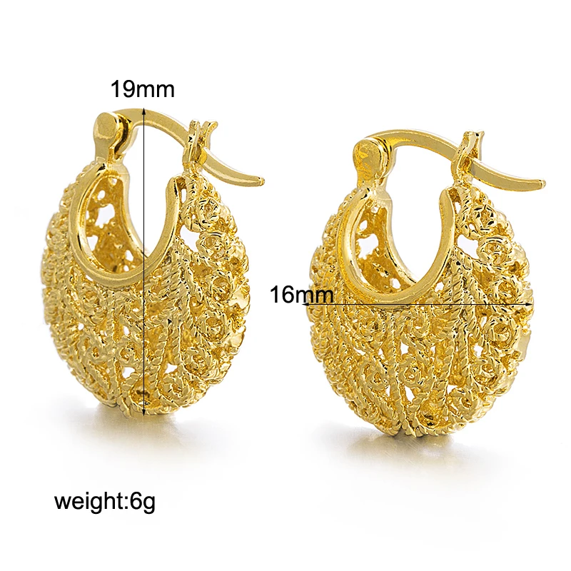 Ethlyn Jewelry Gold Color Cute Hollow Round Clip Earrings Ethiopian /Arab /Middle East Gifts Women Fashion Jewelry E052B Ear clip earrings Clip earrings