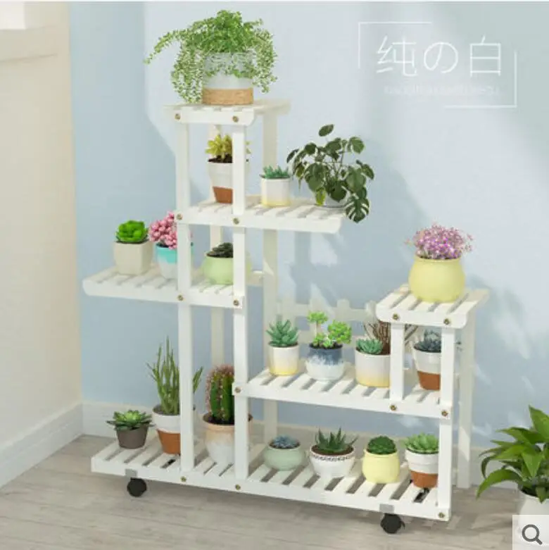 

Wooden Flower Pot Stand Wood Plant Display Shelf Home Garden Outdoor Decorative Shelves Planters Pots Indoor Rack for Flowers