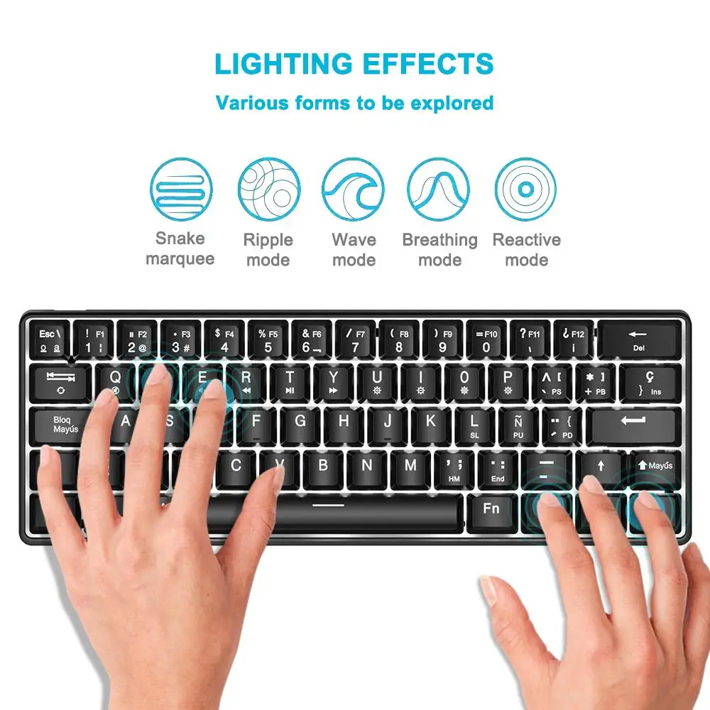 ACGAM AG6X Gaming Keyboard Spanish Layout 63 Keys Wired Mechanical