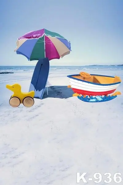 Sun Umbrella On Beach with Child