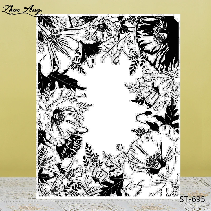 

Flowers Frame Transparent Clear Silicone Stamp/Seal for DIY Scrapbooking/Photo Album Decorative Card Making Clear Stamps 695