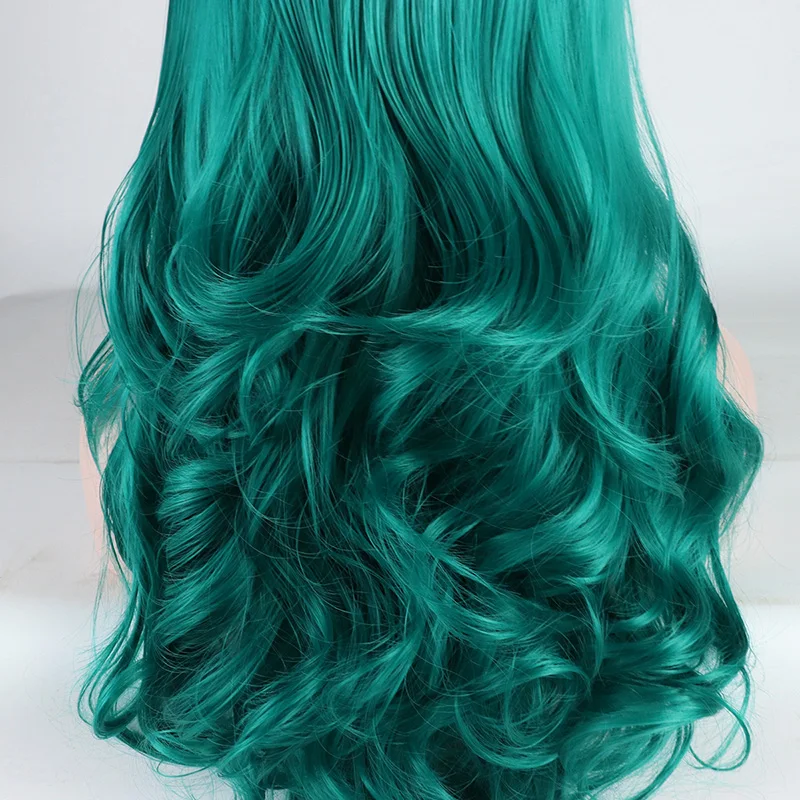 Фэнтези Красота Синий супер волнистые волосы парики длинные синие волнистые парик синтетические парики на кружеве термостойкие волокна для женщин