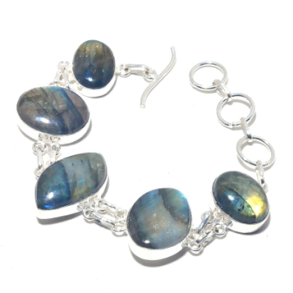 

Labradorite Bracelet Silver Overlay over Copper, 20cm , B3824