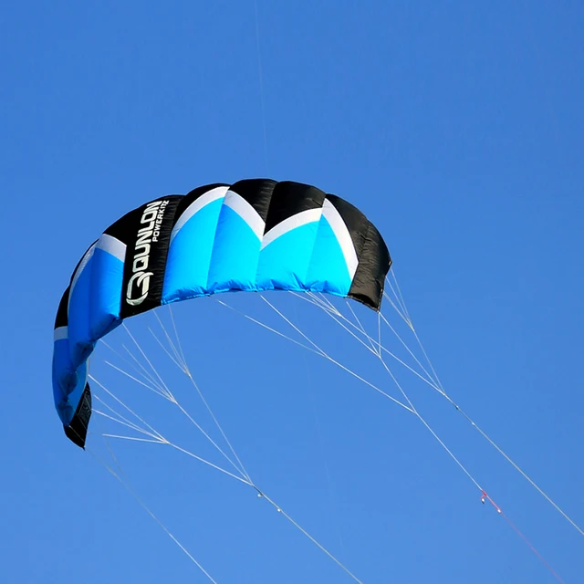 Cheap 2Sqm Quad Lines Stunt Kite Traction Kite For Kiteboarding Kitesurfing Trainer Blue Color With 36cm Handle Flying Line 