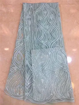 

High Quality African French Milk Lace Fabrics Gold Net Embroidery Sequins Tulle Lace Fabric For Nigerian Wedding Party Dress