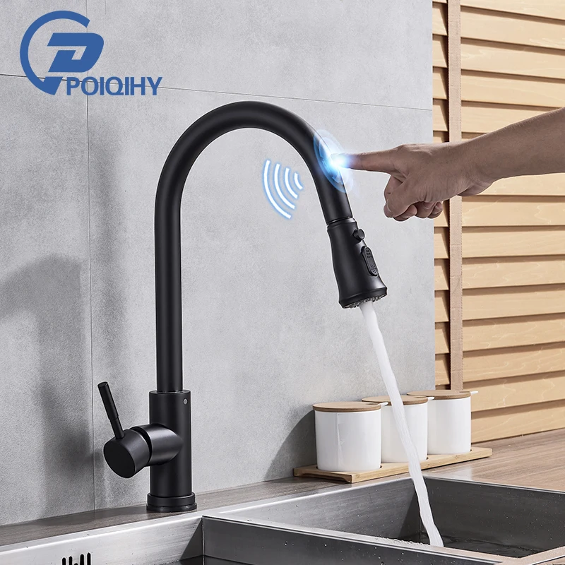 

Sensor Black Painting Kitchen Sink Faucet Pull Down Kitchen Hot and Cold Water Mixer Tap Dual Mode Water Spout