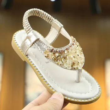 

Huang Neeky W#4 2019 NEW Fashion Toddler Kids Baby Girls Crystal Toepost Elastic Band Princess Shoes Sandals Summer Hot