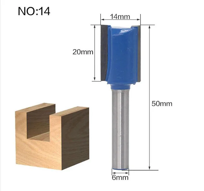 1 шт. 6 мм хвостовик древесины маршрутизатор бит фрезы прямой концевой фрезы триммер очистка заподлицо угловая круглая бухта коробка биты инструменты - Cutting Edge Length: NO 14