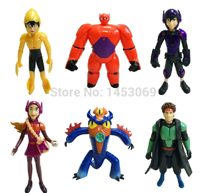 

6pcs/set The BiG Hero 6 8-11cm in opp bag Hiro Hamada Baymax Fred Tomago Wasabi Honey Lemon Action Figure toys for kids dolls