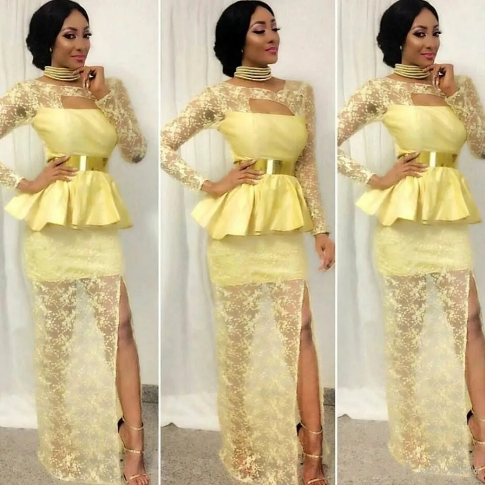 Formelle Gaine Mode Femmes Décolleté Manches Pageant Nouvelle Longues De Robes Side Sexy O style Arrivée Picture Color Split R5Cqv