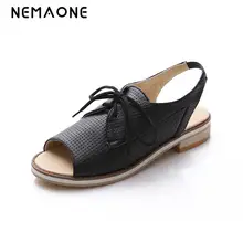 NEMAONE/новые модные сандалии на плоской подошве в британском стиле; женские босоножки на шнуровке; повседневная женская обувь с открытым носком