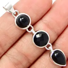 Ручная работа подлинный черный оникс подвеска, твердые 925 пробы серебро, мм 52 мм, 7,1 г, AP0085