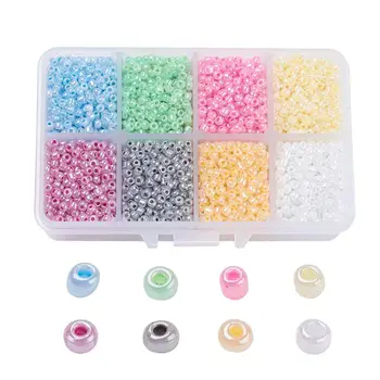 

6/0 8/0 12/0 8 Colors Glass Seed Beads Ceylon 2mm 3mm 4mm Round Loose Spacer Beads For Craft Jewelry Making beads Mixed Color