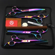 Набор ножниц для стрижки домашних животных ножницы для резки и истончения и изогнутые ножницы высокого качества " ножницы для домашних животных 4 шт