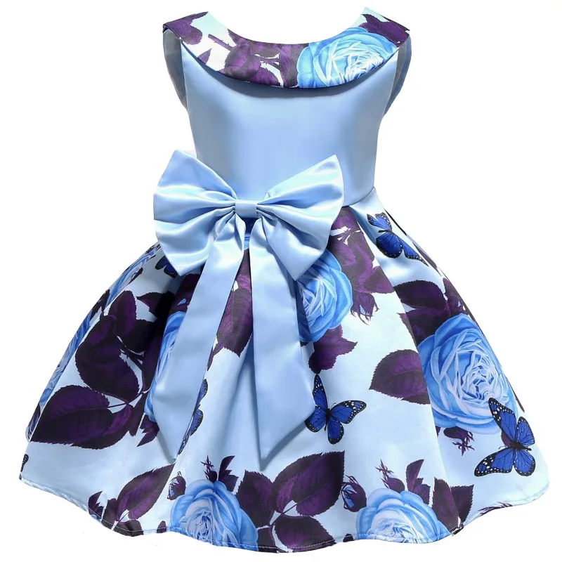 Новинка года; летние платья принцессы с цветочным рисунком и бантом для девочек; одежда для дня рождения и свадьбы; Детский костюм принцессы; платье Белль