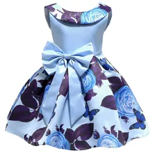 Новинка года; летние платья принцессы с цветочным рисунком и бантом для девочек; одежда для дня рождения и свадьбы; Детский костюм принцессы; платье Белль