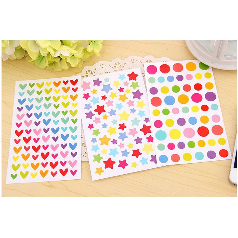 6 листов яркие декоративные наклейки T25 в виде сердечек звезд|stationery stationery|stationery