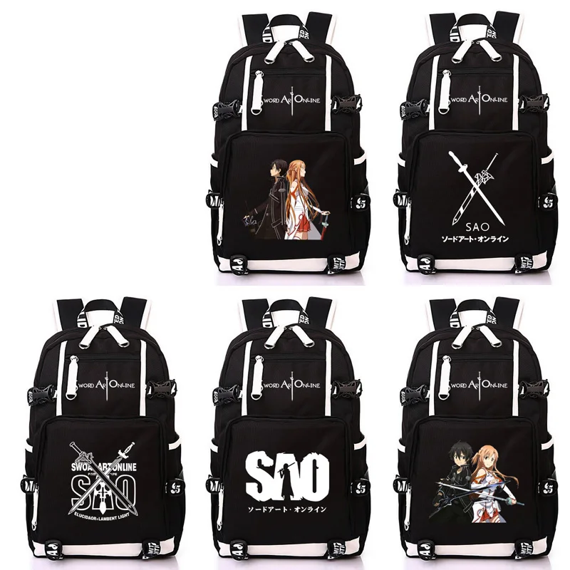 Women Men Japan Anime Sword Art Online SAO Backpack Rucksack Mochila
