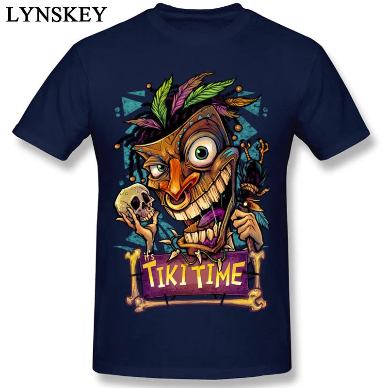 Design Tops T Shirt Fashion Round Neck Short Sleeve Tiki Man Cotton Fabric Men T-shirts Family Summer/Autumn Tee Shirt navy ablue