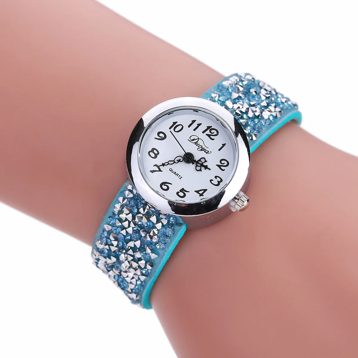 

Ladies Watches Korean Rhinestone Bracelet Women's Watch Digital Dial Quartz Watch Rivet Student Dress Wristwatch Female Clocks