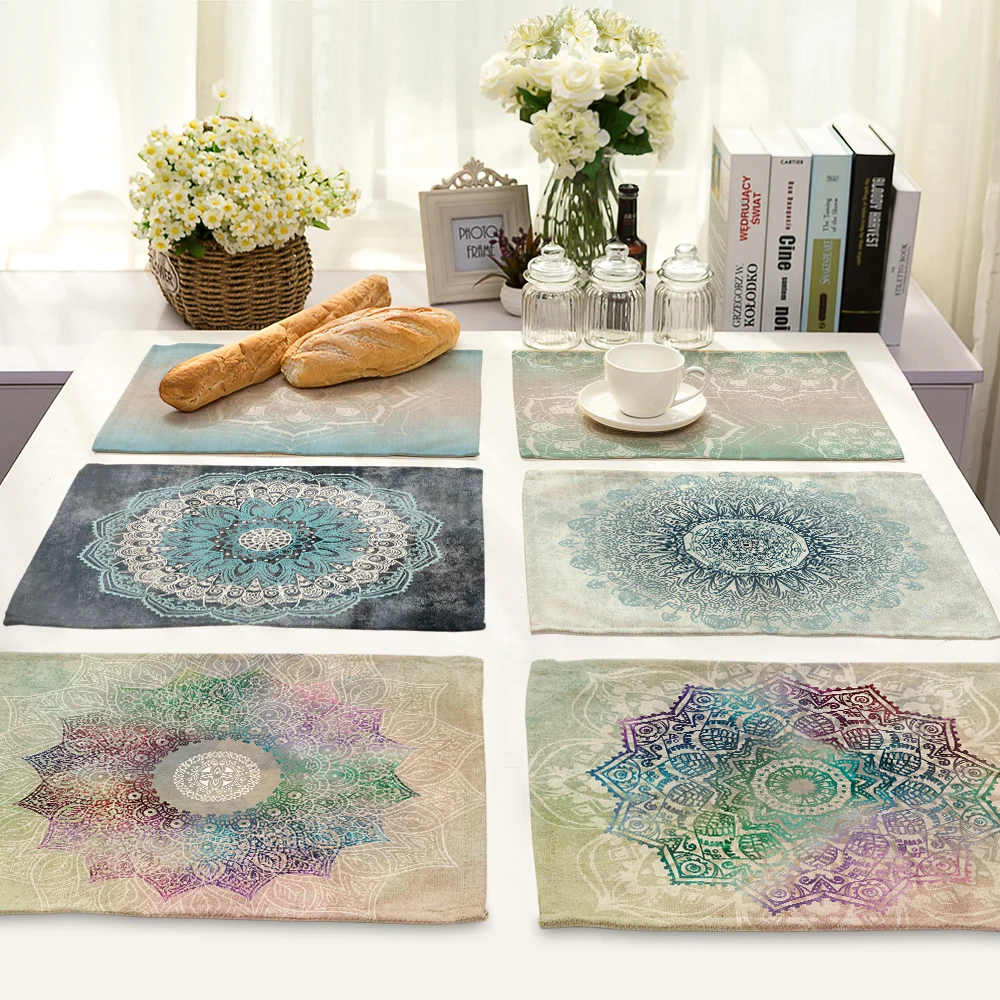 Miracille Mandalas Pattern Fashion Table Placemats for Table Set Cotton Linen Home Accessories Kitchen Pad Coffee Tea Place Mats Miracille Mandalas Pattern Fashion Table Placemats for Table Set Cotton Linen Home Accessories Kitchen Pad Coffee Tea Place Mats