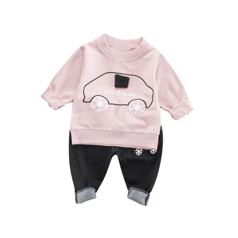 

Spring Boys Clothes Set Cartoon T-shirts Tops + Denim Jeans Pants Suit Baby Kids Children Clothing Bebes Tracksuit A1