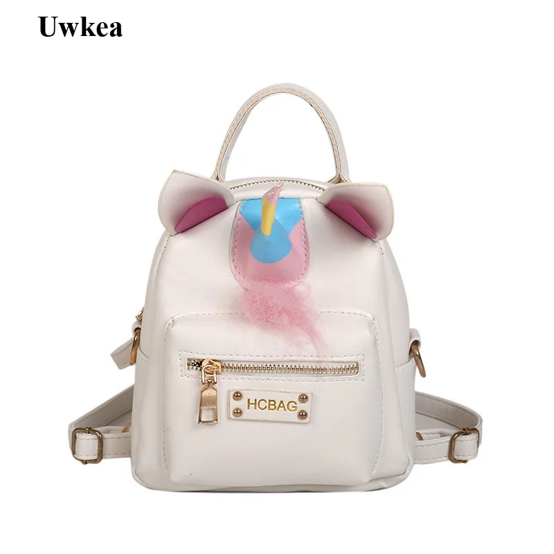 

Uwkea 2018 New Arrive Backpack PU Four Colors Cute Cartoon Unicorn Casual Women Lady Softback Appliques Backpack