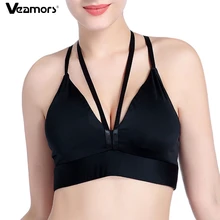 VEAMORS, сексуальный спортивный бюстгальтер с открытой спиной и перекрестными ремешками, Глубокий V пуш-ап, Женская нательная одежда для йоги, дышащий мягкий бюстгальтер для фитнеса, топы