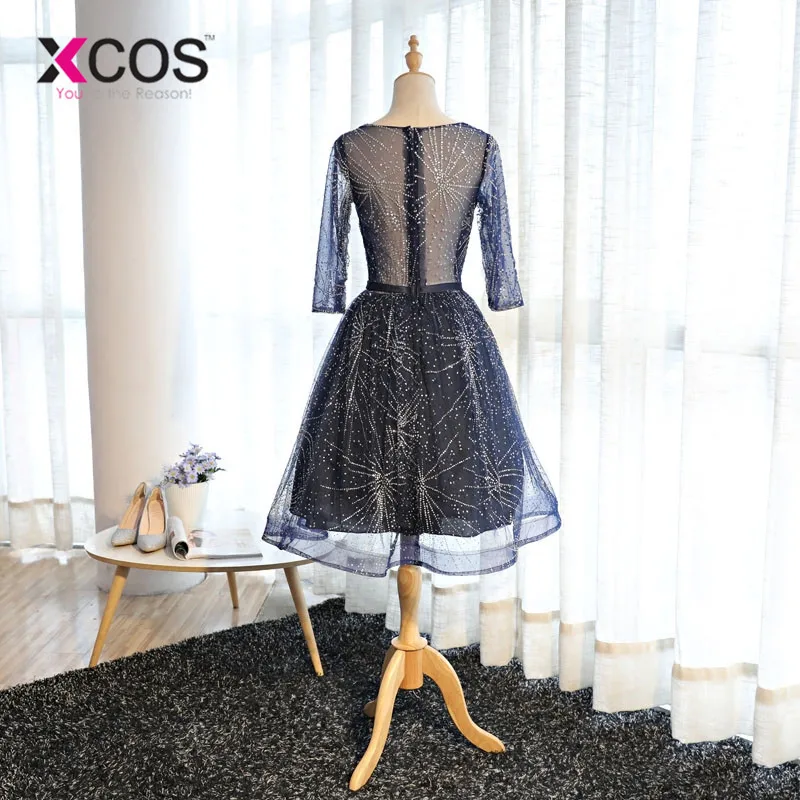 XCOS Dreamy Bling короткое платье на выпускной темно синие платья Коктейльные расшитые