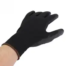 12 пар/упак. черный антистатические нейлон вязать PU безопасности покрытие рабочие перчатки строителей сцепление ладони защищают перчатки