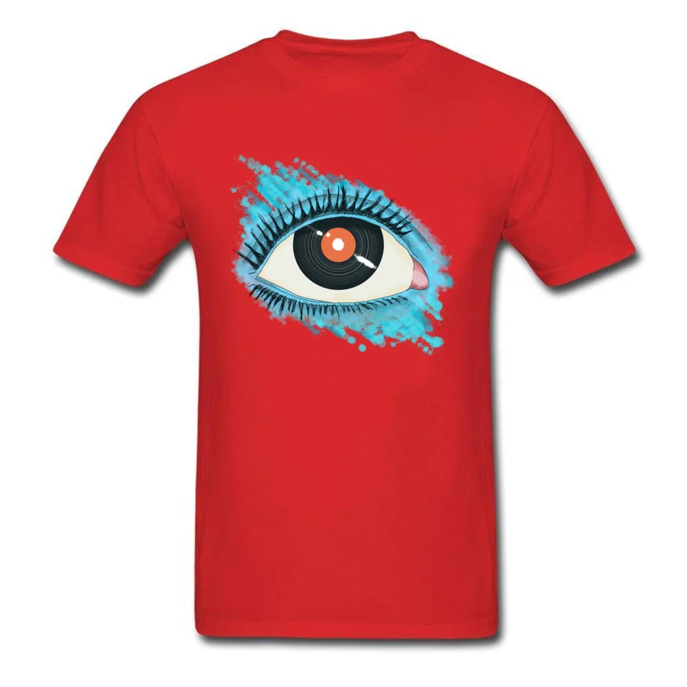 Musical vision eye illustration with vinyl record for pupil_red